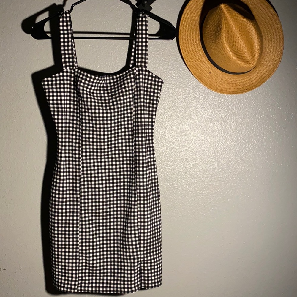 Divided by H & M. Black/gingham checked, fitted, short dress in a size Medium.